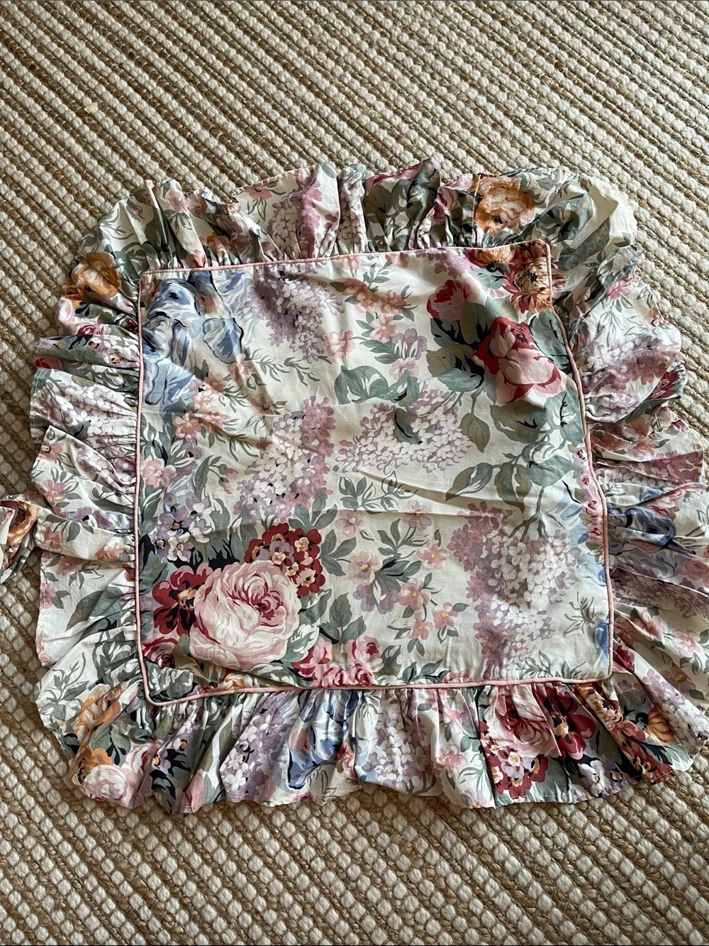 Ralph Lauren Floral Chintz 16” Pillow Covers Ruffle Trim